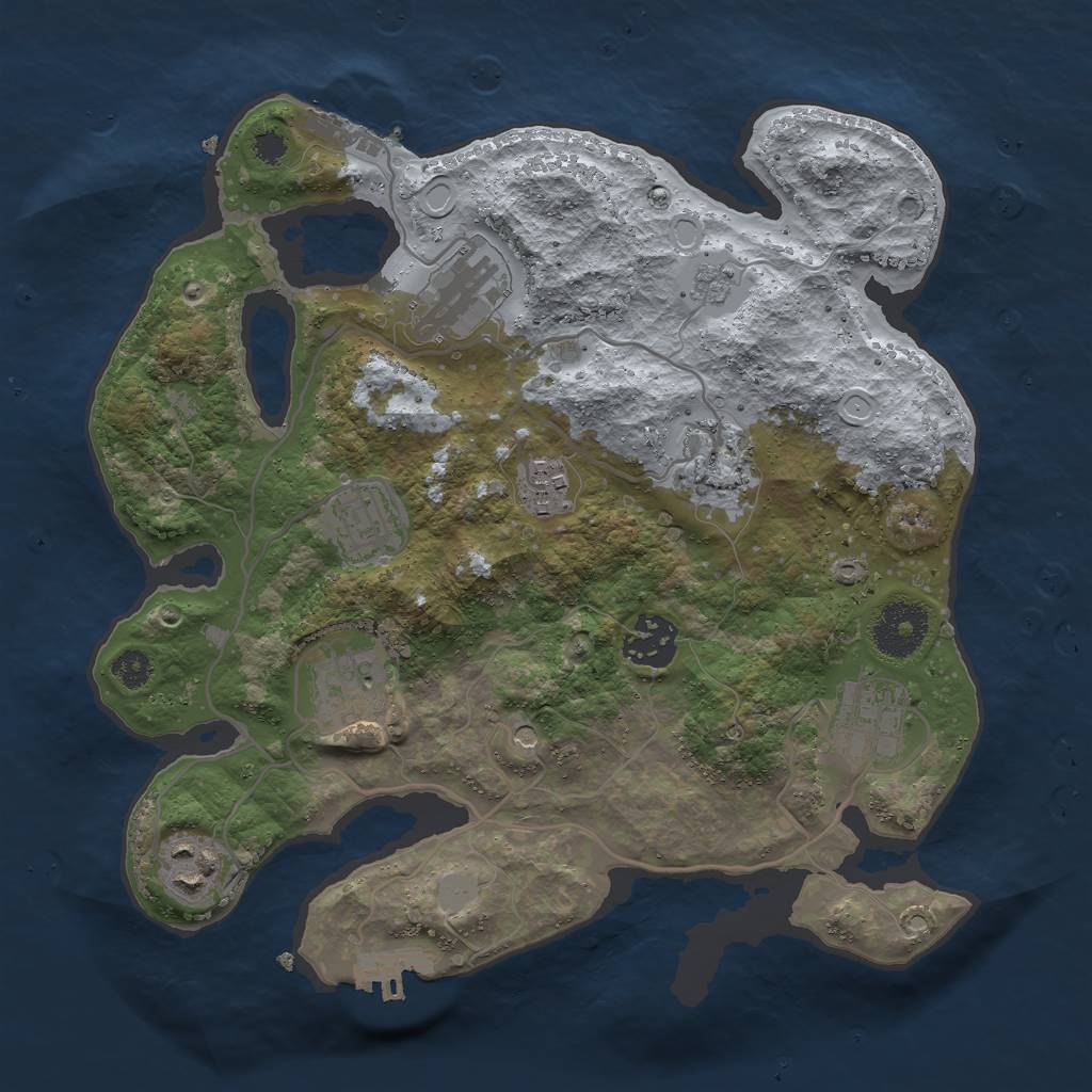 Rust Map: Procedural Map, Size: 3000, Seed: 1360168196, 17 Monuments