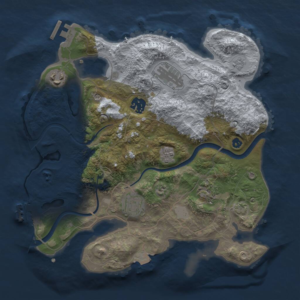 Rust Map: Procedural Map, Size: 3000, Seed: 1360168196, 12 Monuments