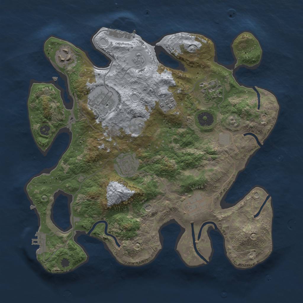 Rust Map: Procedural Map, Size: 3000, Seed: 7557, 15 Monuments