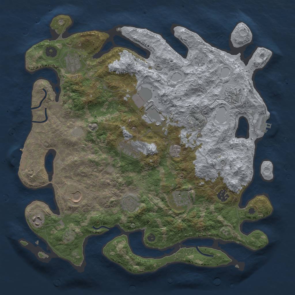 Rust Map: Procedural Map, Size: 3850, Seed: 943924504, 17 Monuments