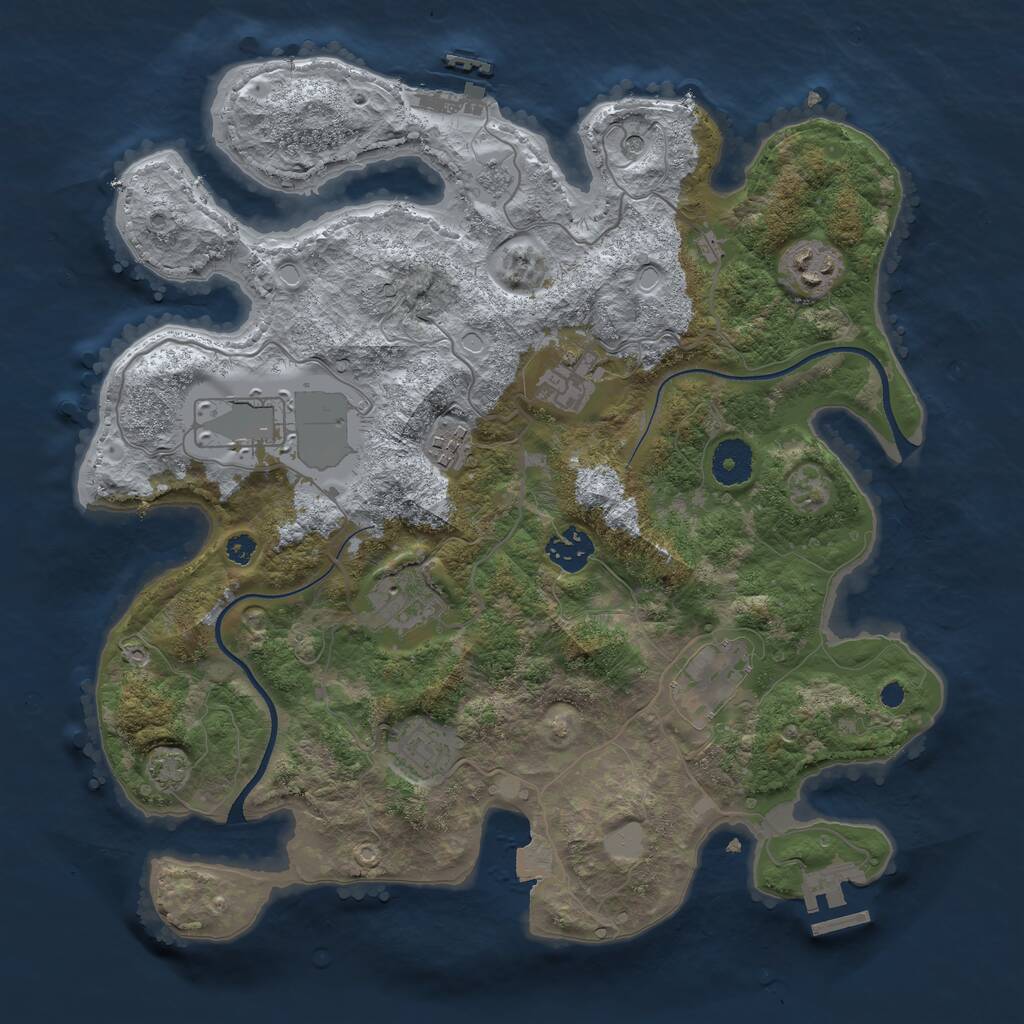 Rust Map: Procedural Map, Size: 3500, Seed: 1794508185, 14 Monuments