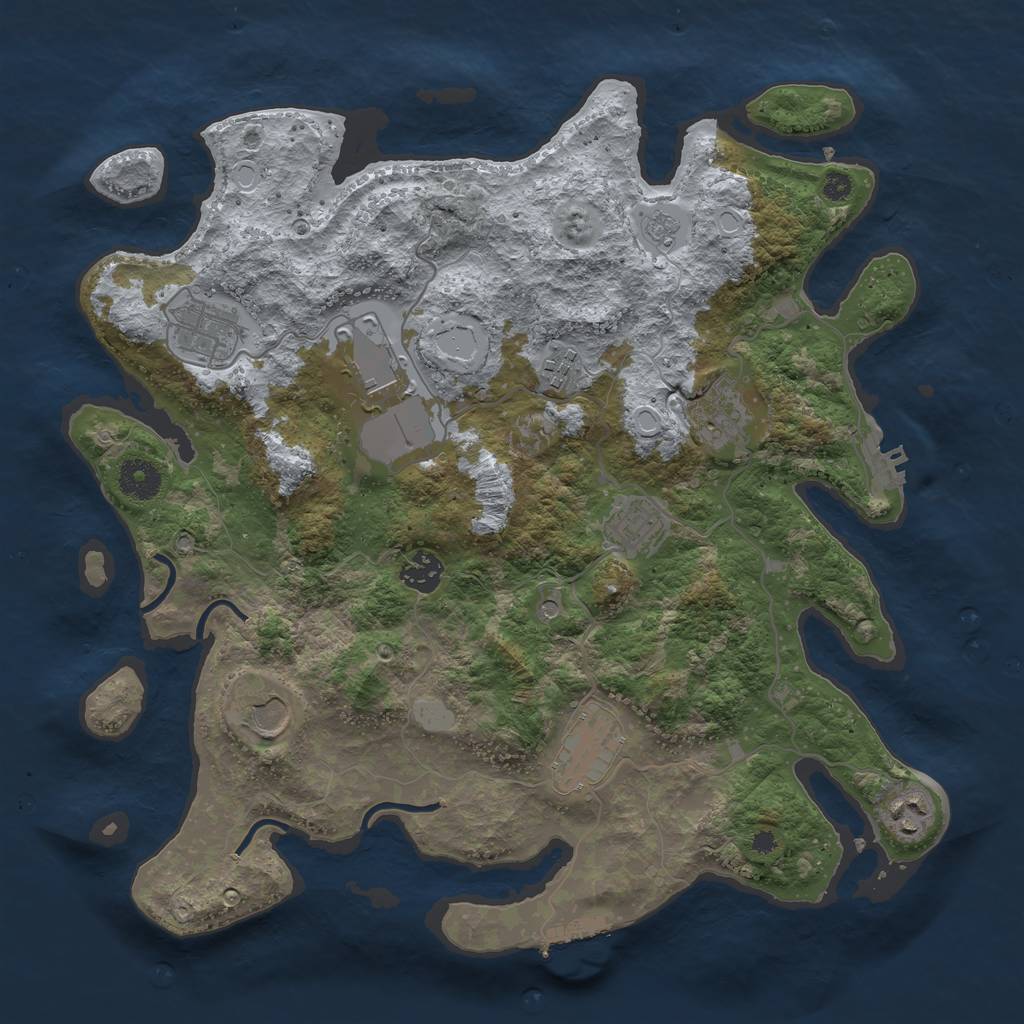 Rust Map: Procedural Map, Size: 3700, Seed: 1047248326, 18 Monuments