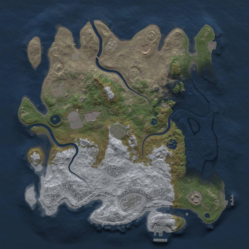 Rust Map: Procedural Map, Size: 3700, Seed: 1664419887, 14 Monuments