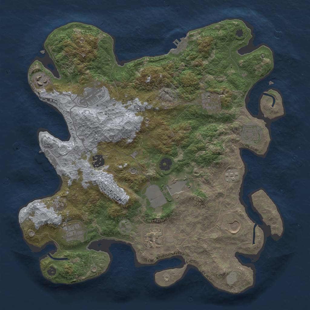 Rust Map: Procedural Map, Size: 3601, Seed: 549561, 18 Monuments