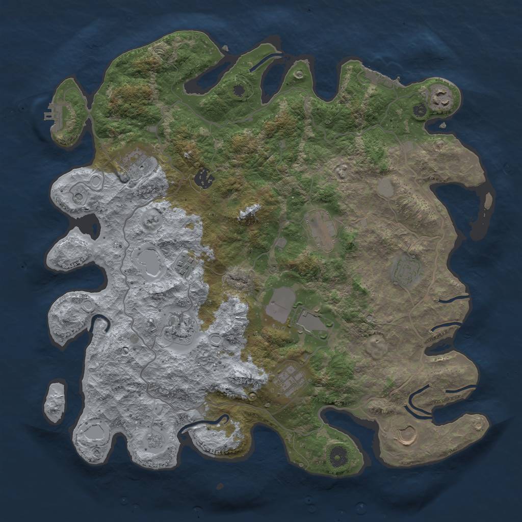 Rust Map: Procedural Map, Size: 4000, Seed: 972441210, 19 Monuments