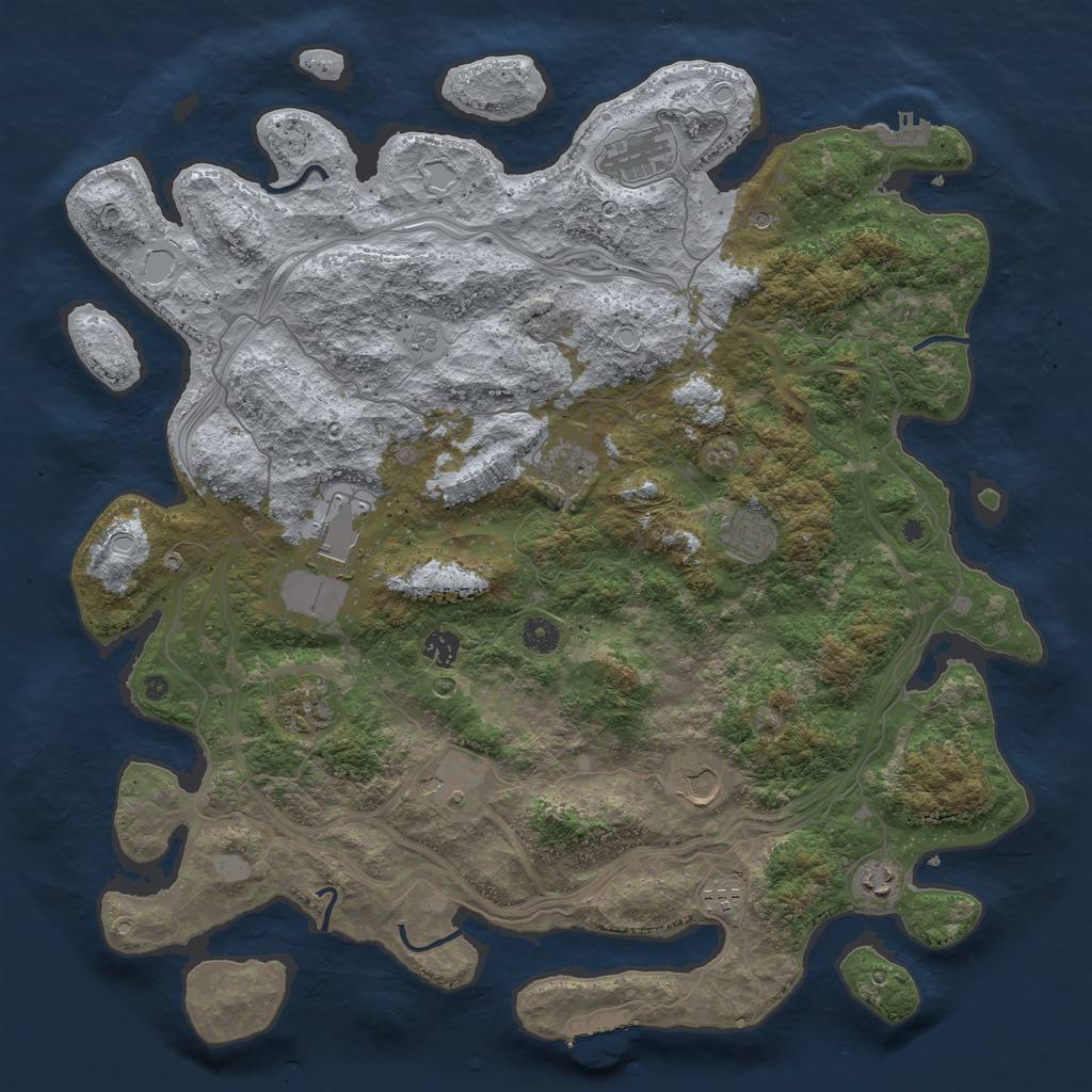 Rust Map: Procedural Map, Size: 4500, Seed: 633580891, 19 Monuments