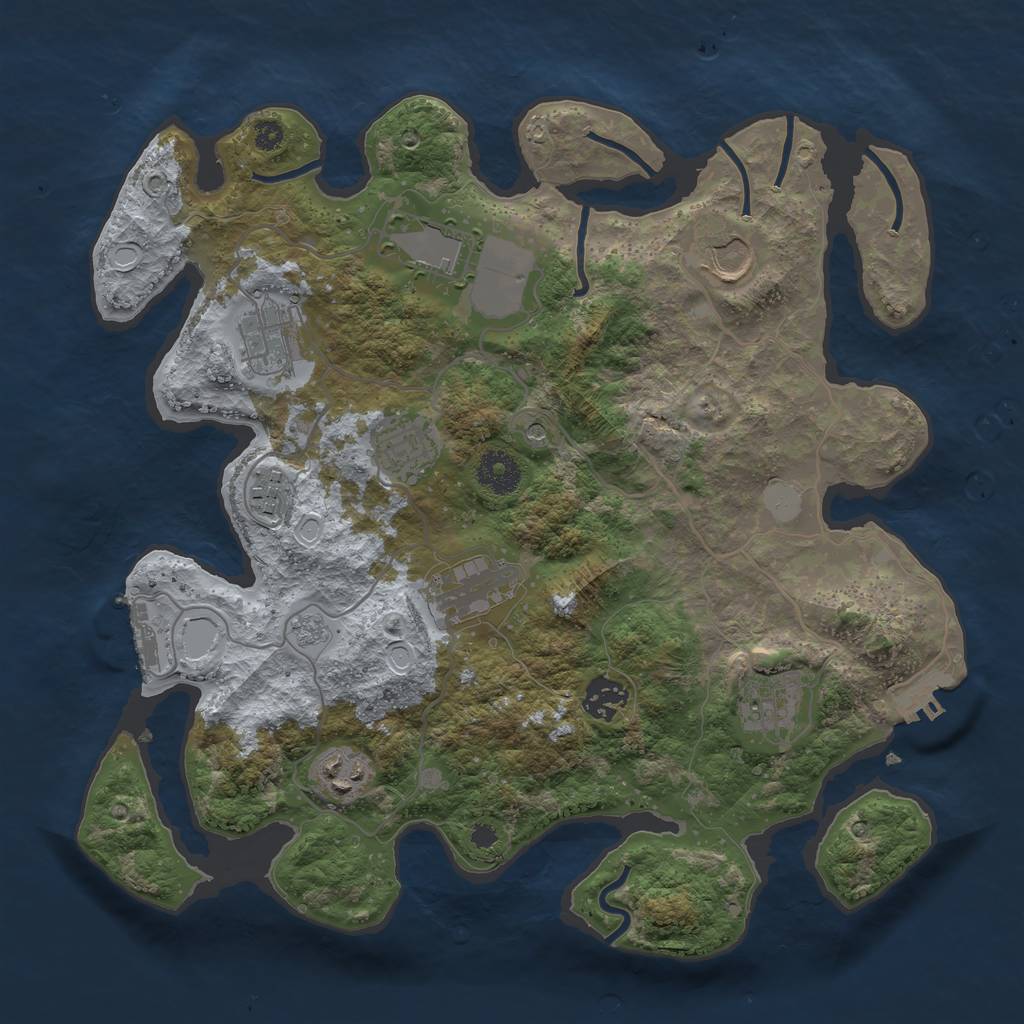 Rust Map: Procedural Map, Size: 3500, Seed: 3400, 18 Monuments