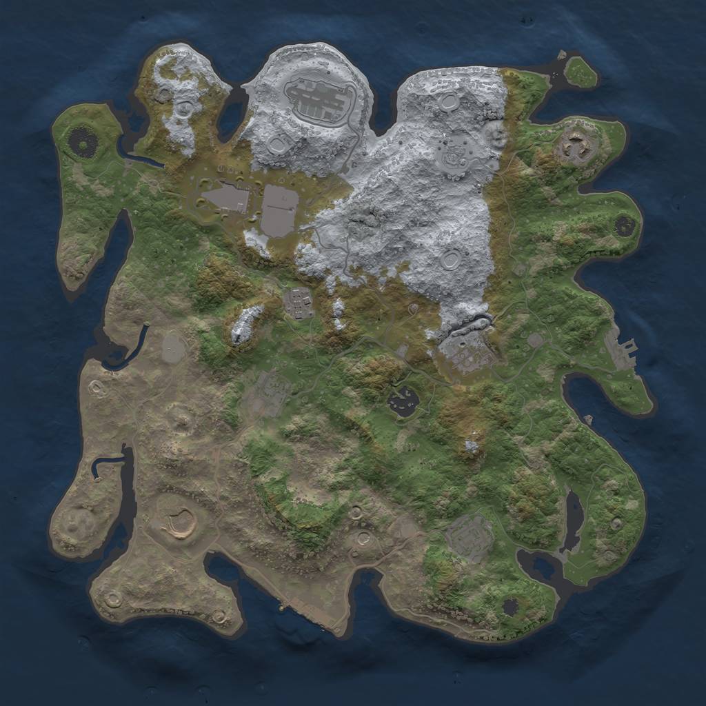 Rust Map: Procedural Map, Size: 3600, Seed: 67852345, 18 Monuments