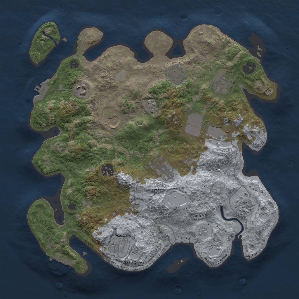 Rust Map: Procedural Map, Size: 3500, Seed: 1040173561, 19 Monuments