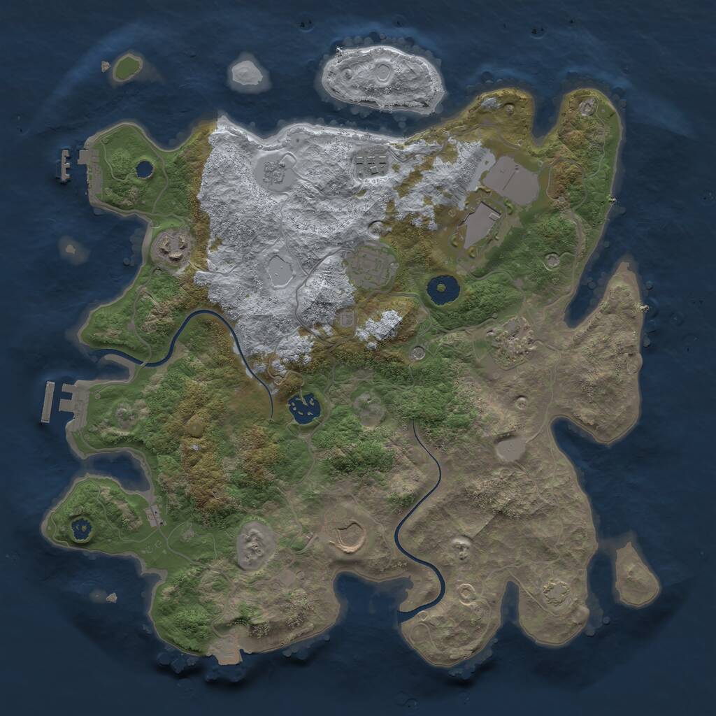 Rust Map: Procedural Map, Size: 3500, Seed: 790653178, 13 Monuments