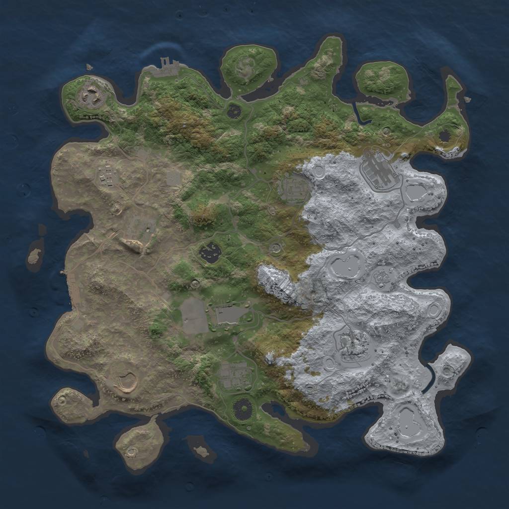 Rust Map: Procedural Map, Size: 3750, Seed: 2950348, 19 Monuments