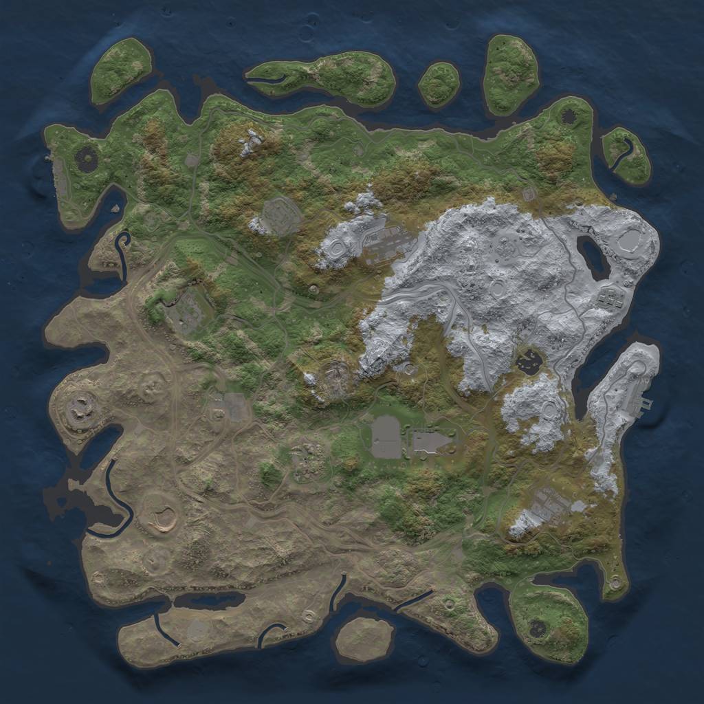 Rust Map: Procedural Map, Size: 4300, Seed: 932579465, 18 Monuments