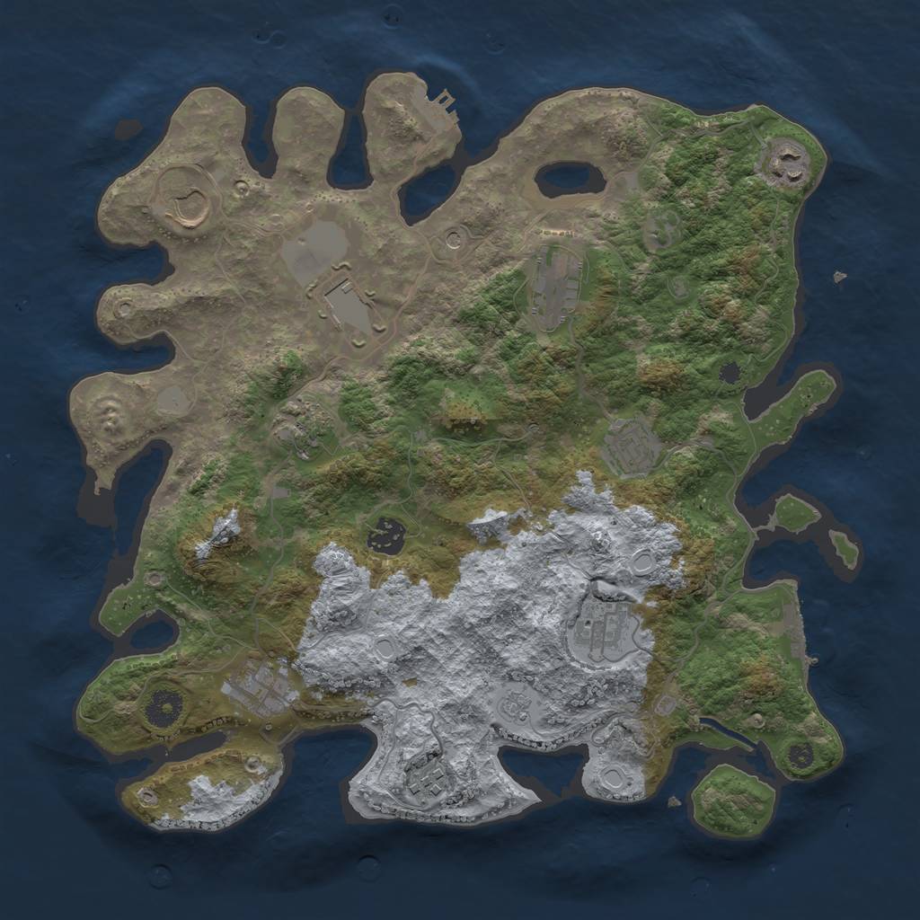 Rust Map: Procedural Map, Size: 3700, Seed: 483637787, 19 Monuments