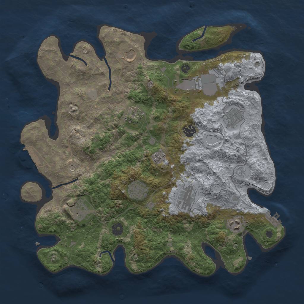 Rust Map: Procedural Map, Size: 3650, Seed: 1096353920, 19 Monuments