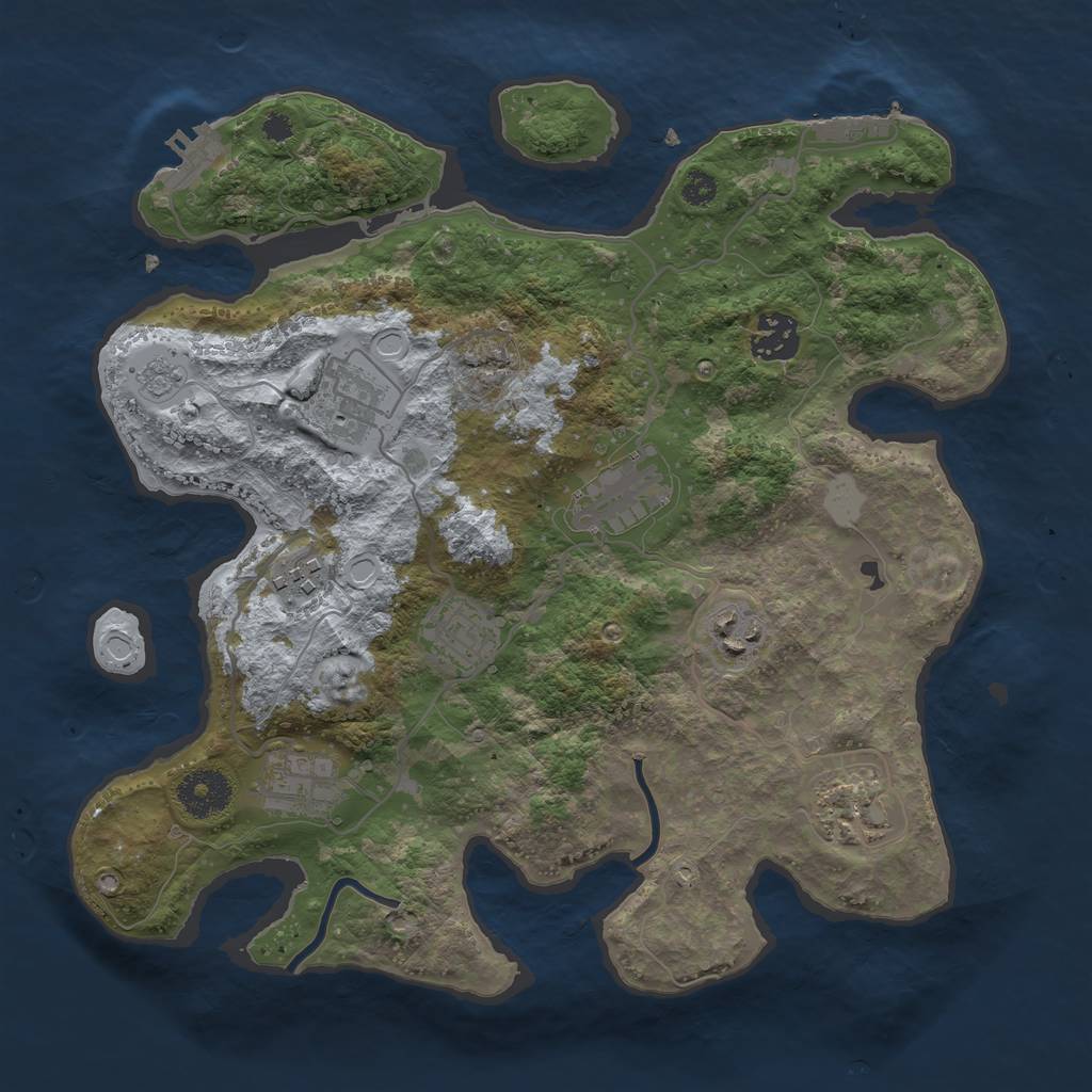 Rust Map: Procedural Map, Size: 3250, Seed: 77601905, 16 Monuments