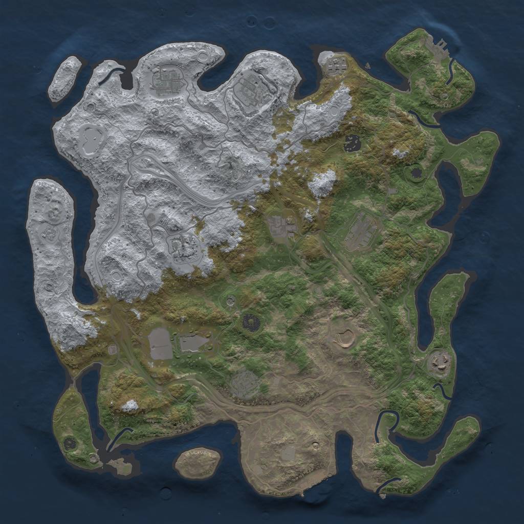 Rust Map: Procedural Map, Size: 4300, Seed: 517656492, 20 Monuments