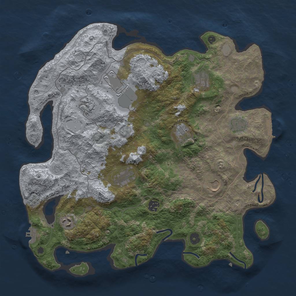 Rust Map: Procedural Map, Size: 4000, Seed: 58559029, 19 Monuments