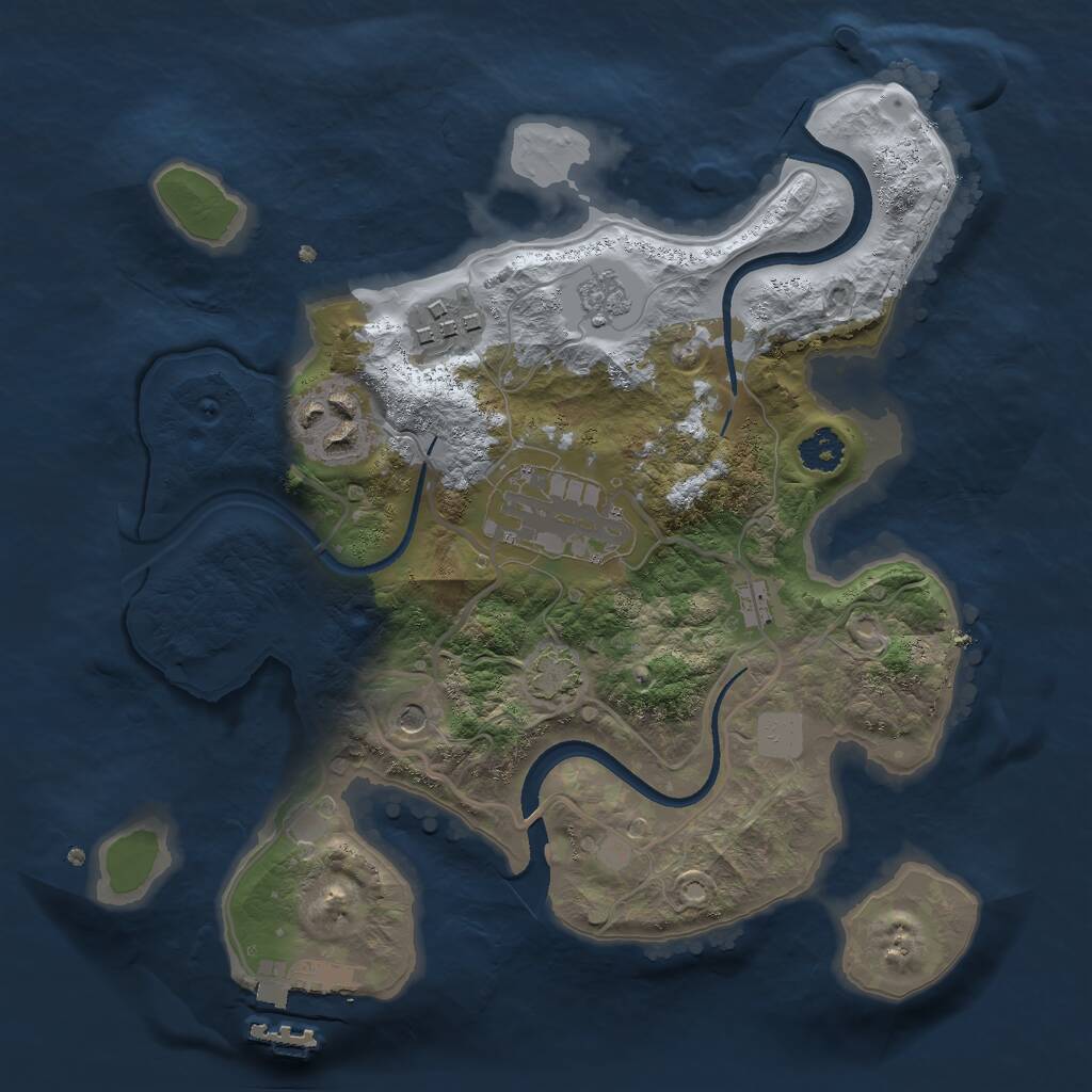 Rust Map: Procedural Map, Size: 2500, Seed: 63547111, 8 Monuments