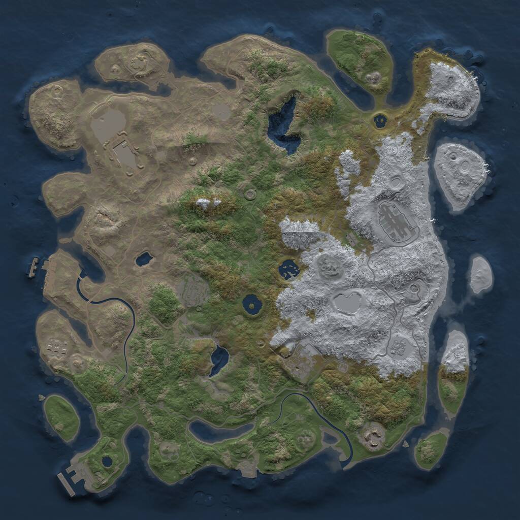 Rust Map: Procedural Map, Size: 4000, Seed: 906833243, 13 Monuments