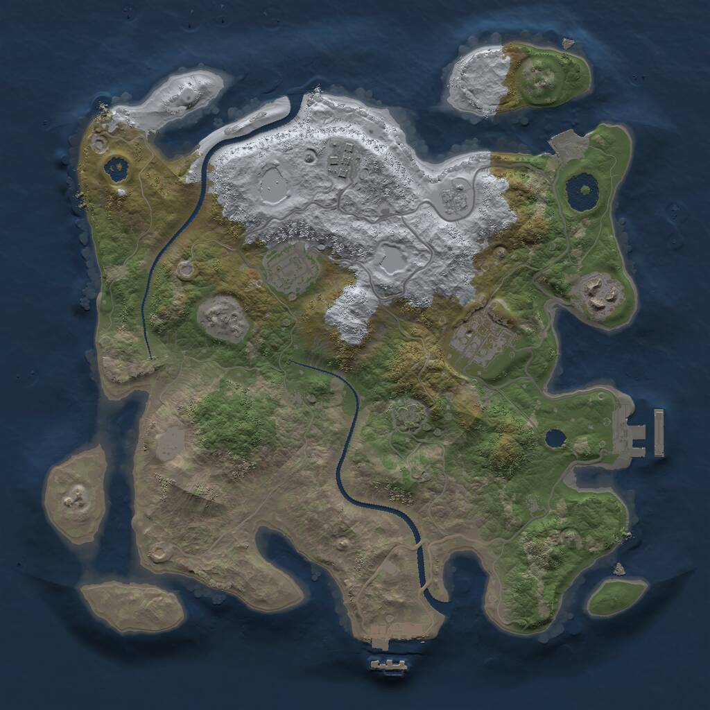 Rust Map: Procedural Map, Size: 3000, Seed: 65464, 9 Monuments