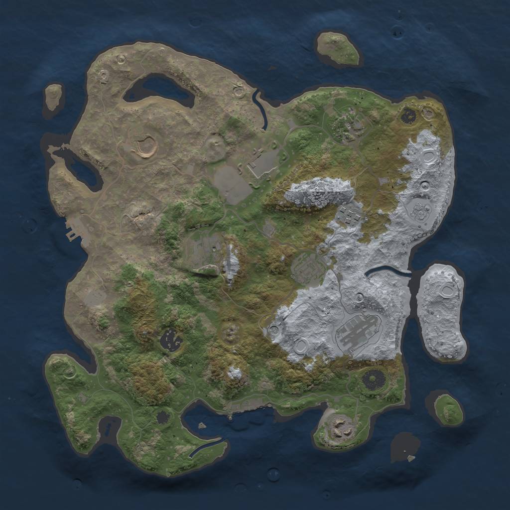 Rust Map: Procedural Map, Size: 3500, Seed: 71236235, 18 Monuments