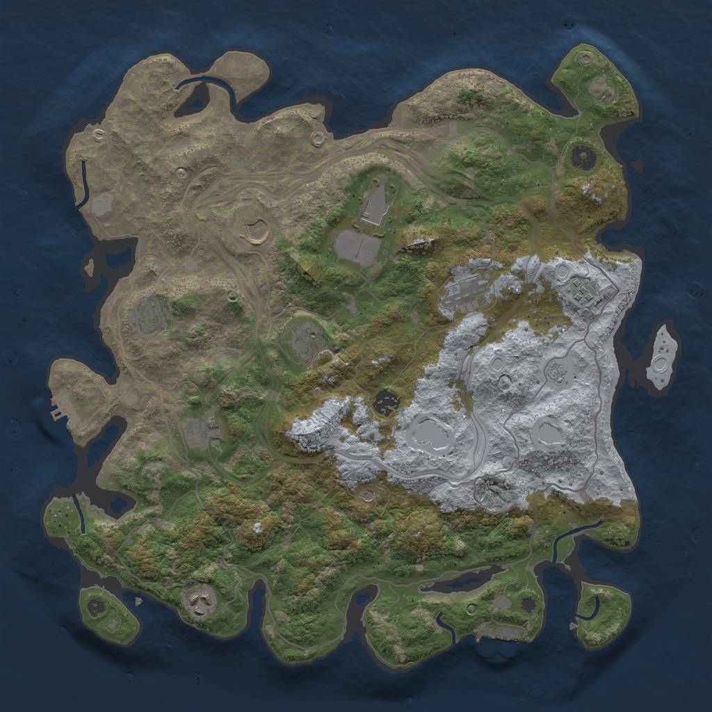 Rust Map: Procedural Map, Size: 4250, Seed: 78477600, 18 Monuments