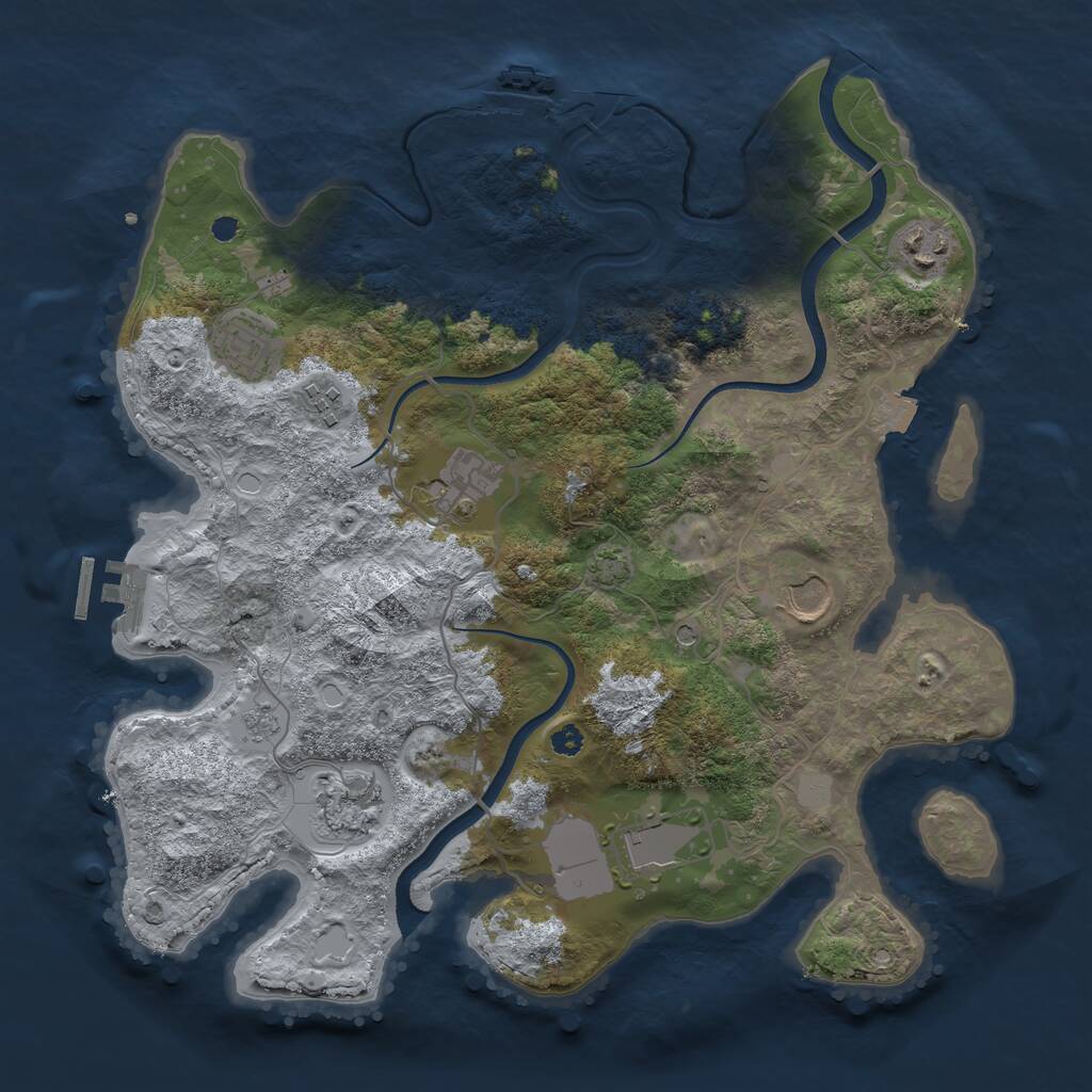 Rust Map: Procedural Map, Size: 3500, Seed: 2133495209, 13 Monuments