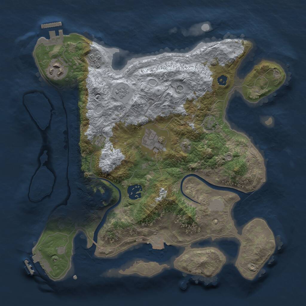 Rust Map: Procedural Map, Size: 3000, Seed: 17266, 10 Monuments