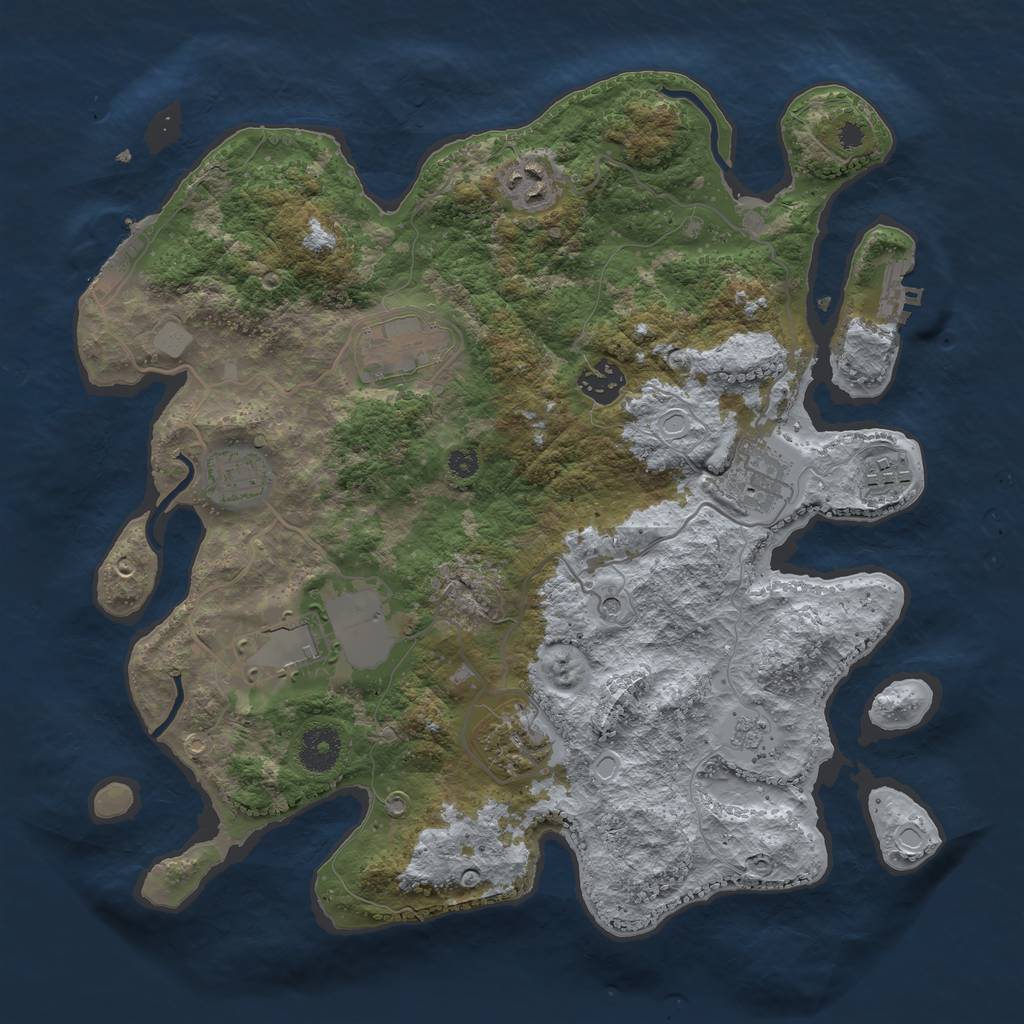Rust Map: Procedural Map, Size: 3500, Seed: 18135, 17 Monuments