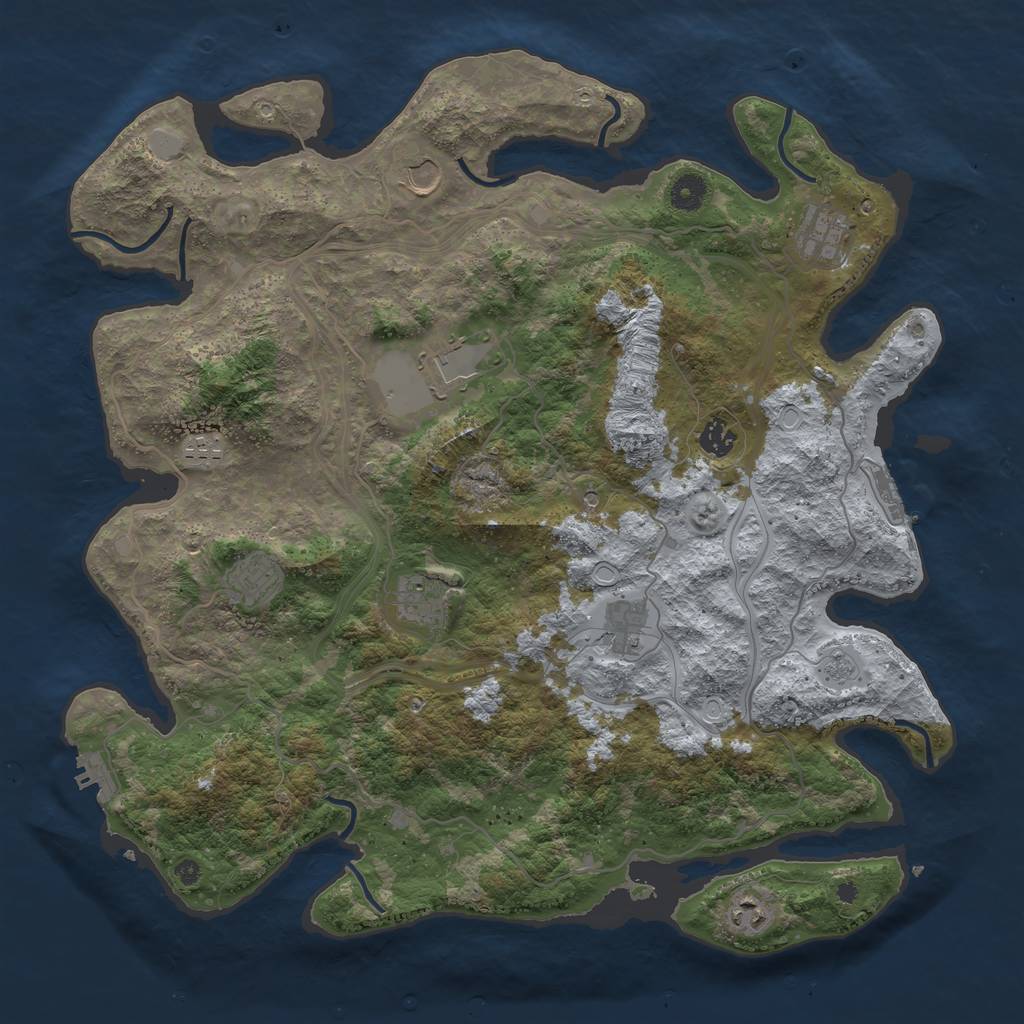 Rust Map: Procedural Map, Size: 4250, Seed: 4, 18 Monuments