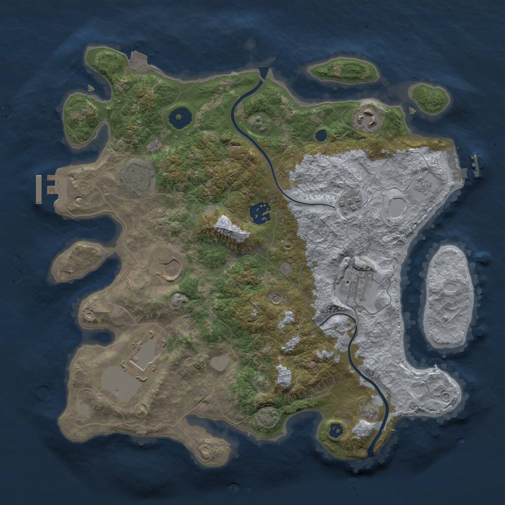 Rust Map: Procedural Map, Size: 3500, Seed: 394766785, 13 Monuments