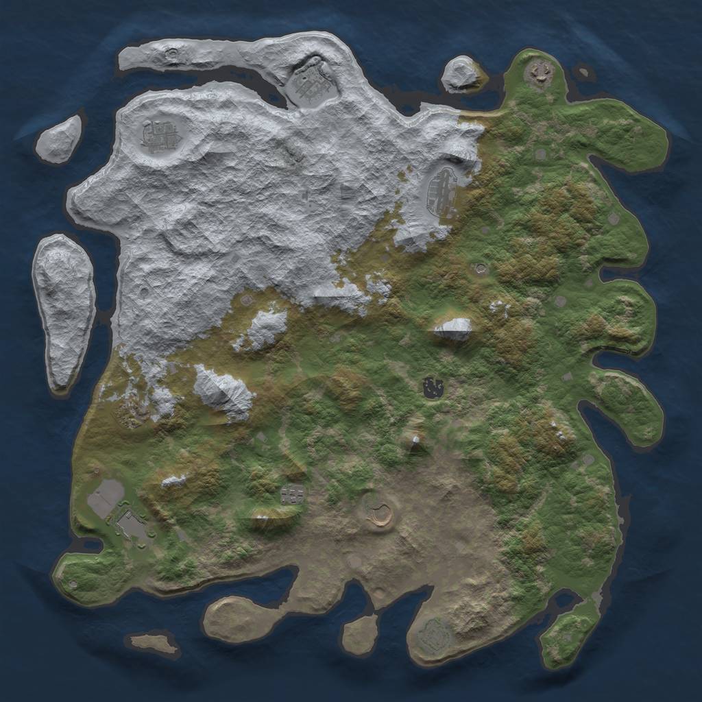 Rust Map: Barren, Size: 4800, Seed: 544550025, 13 Monuments