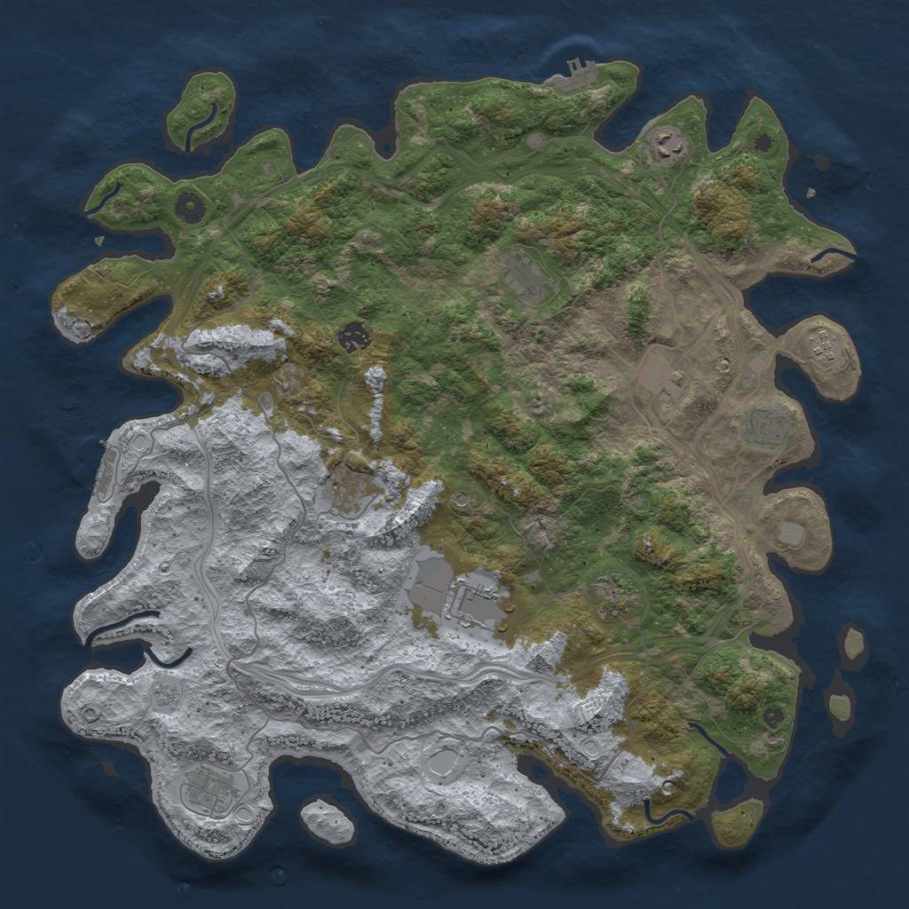 Rust Map: Procedural Map, Size: 4500, Seed: 1915155183, 19 Monuments
