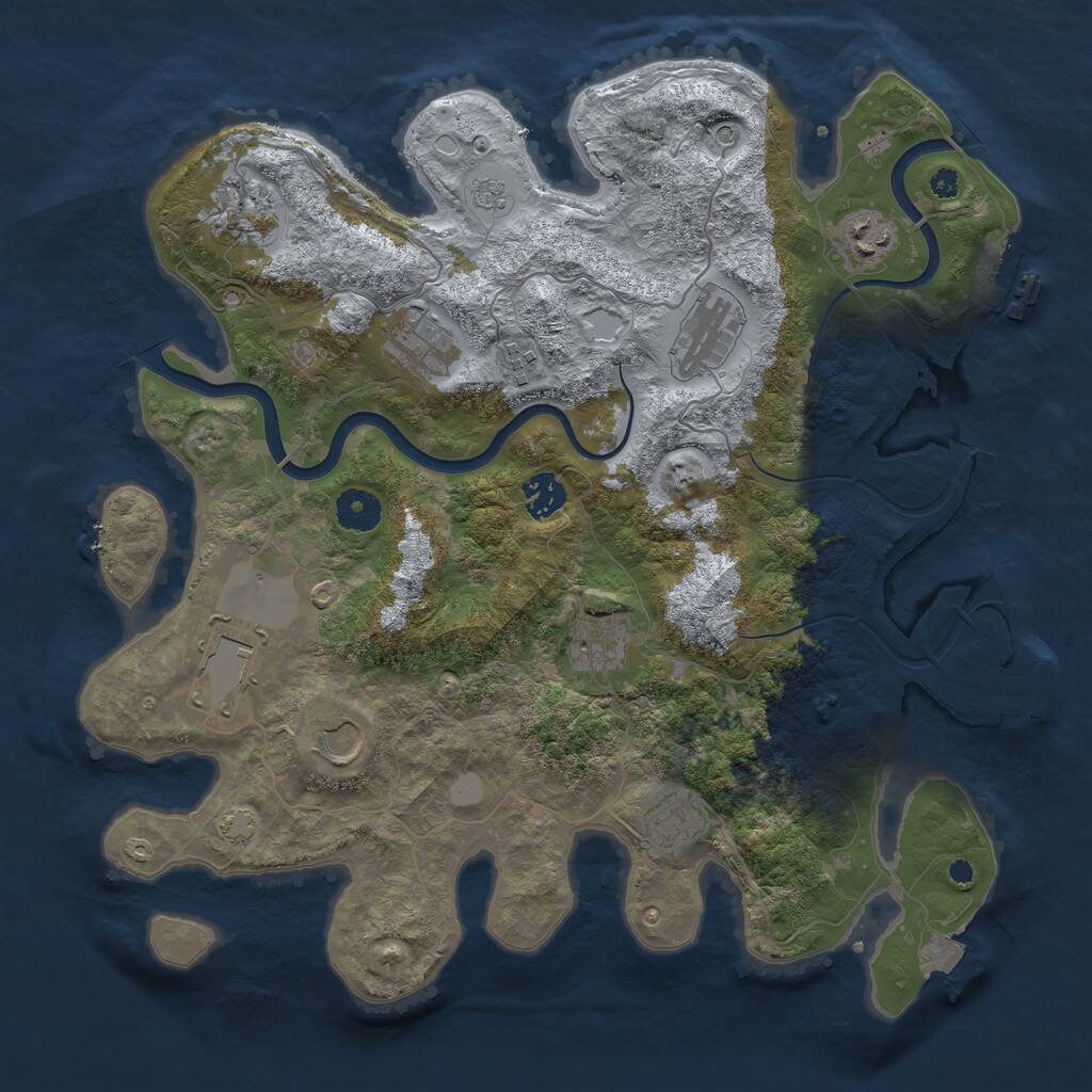 Rust Map: Procedural Map, Size: 3750, Seed: 37842, 16 Monuments