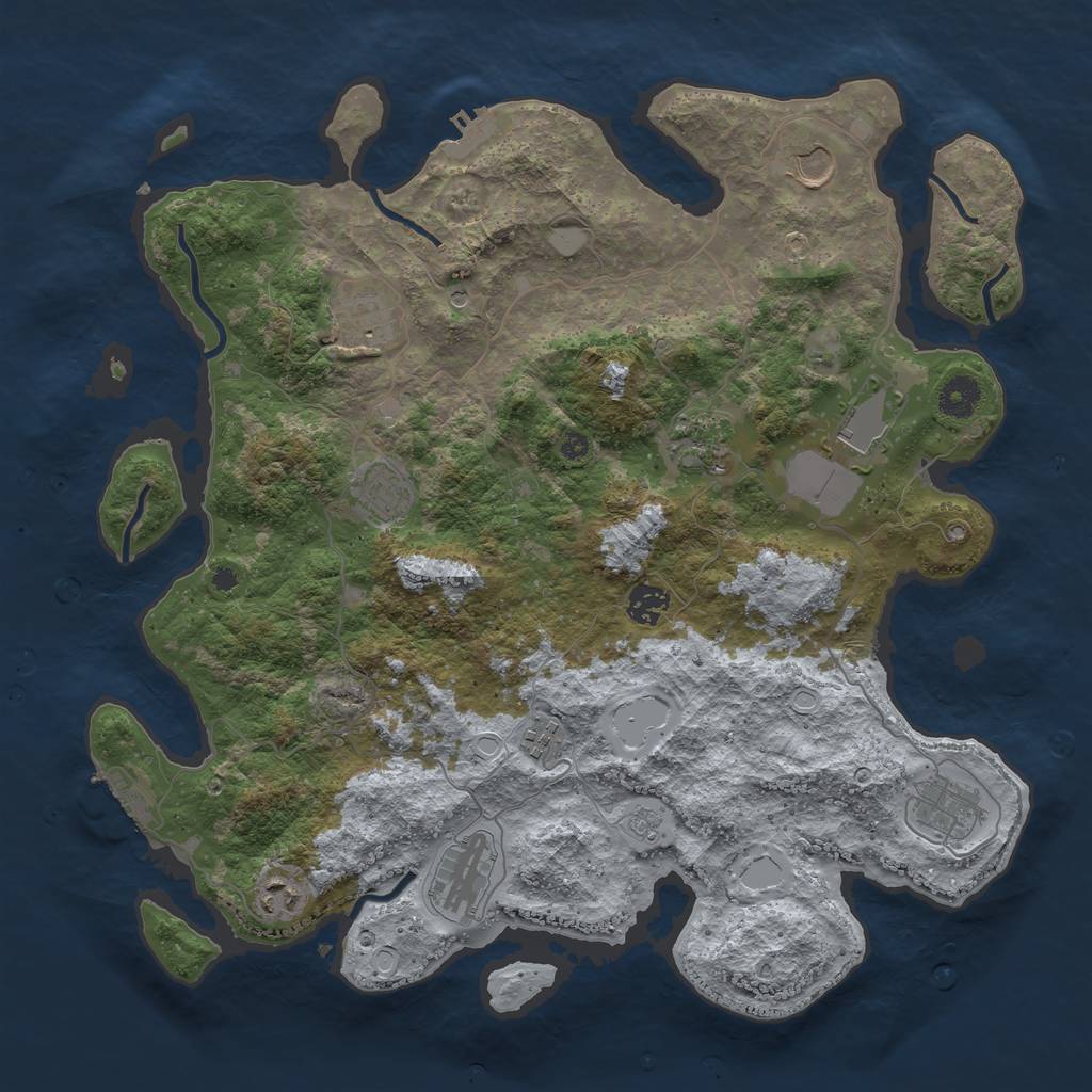 Rust Map: Procedural Map, Size: 3950, Seed: 41111808, 19 Monuments