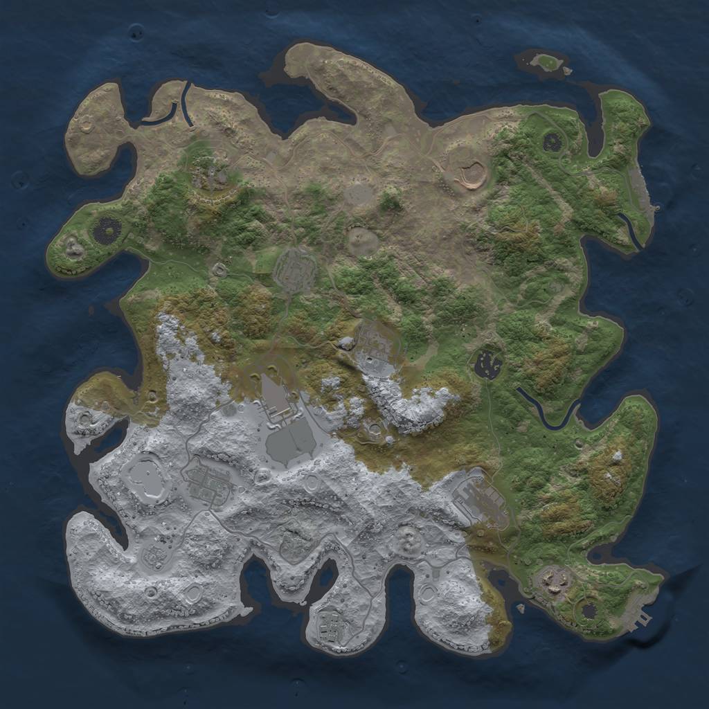 Rust Map: Procedural Map, Size: 3850, Seed: 66509269, 19 Monuments