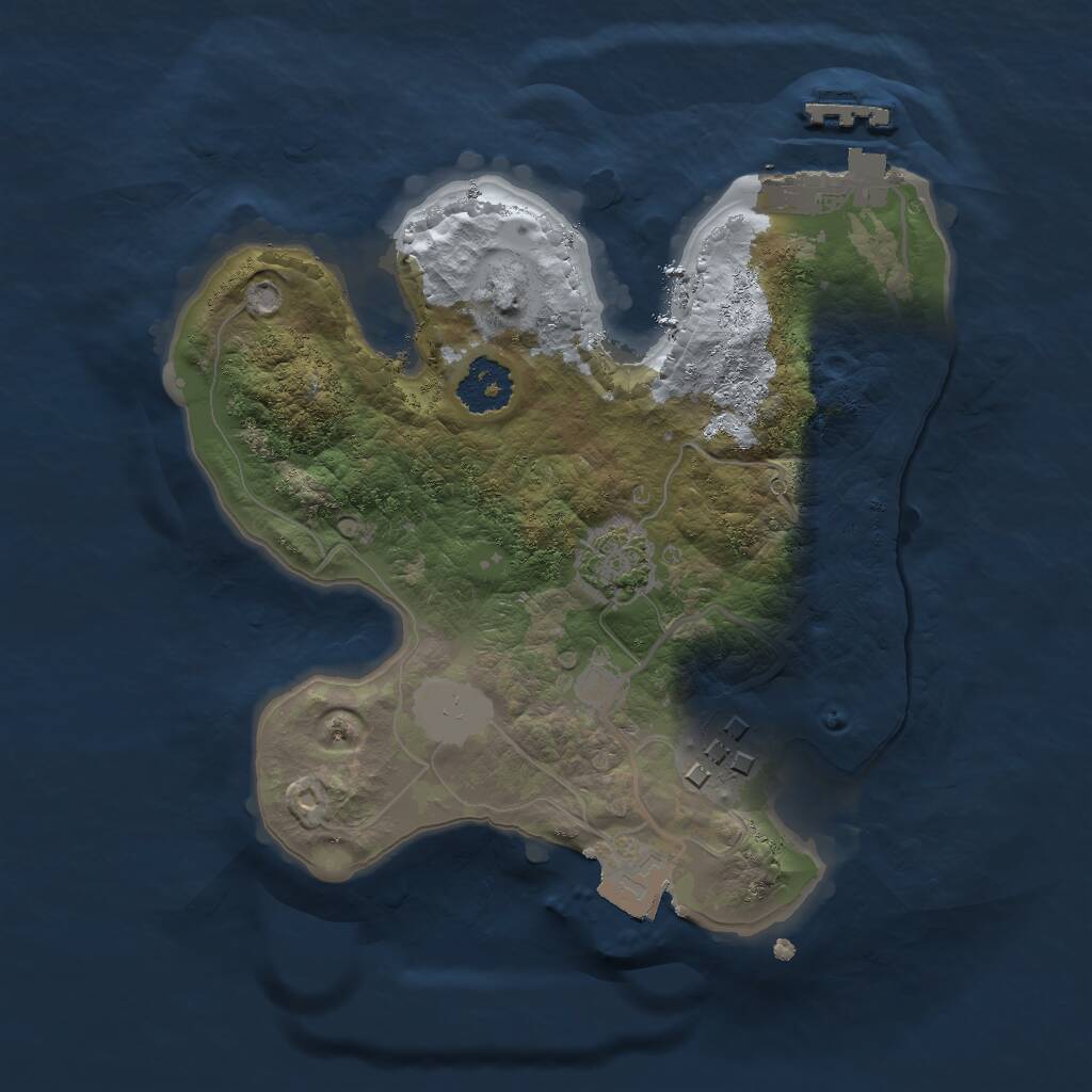 Rust Map: Procedural Map, Size: 2000, Seed: 73612354, 4 Monuments