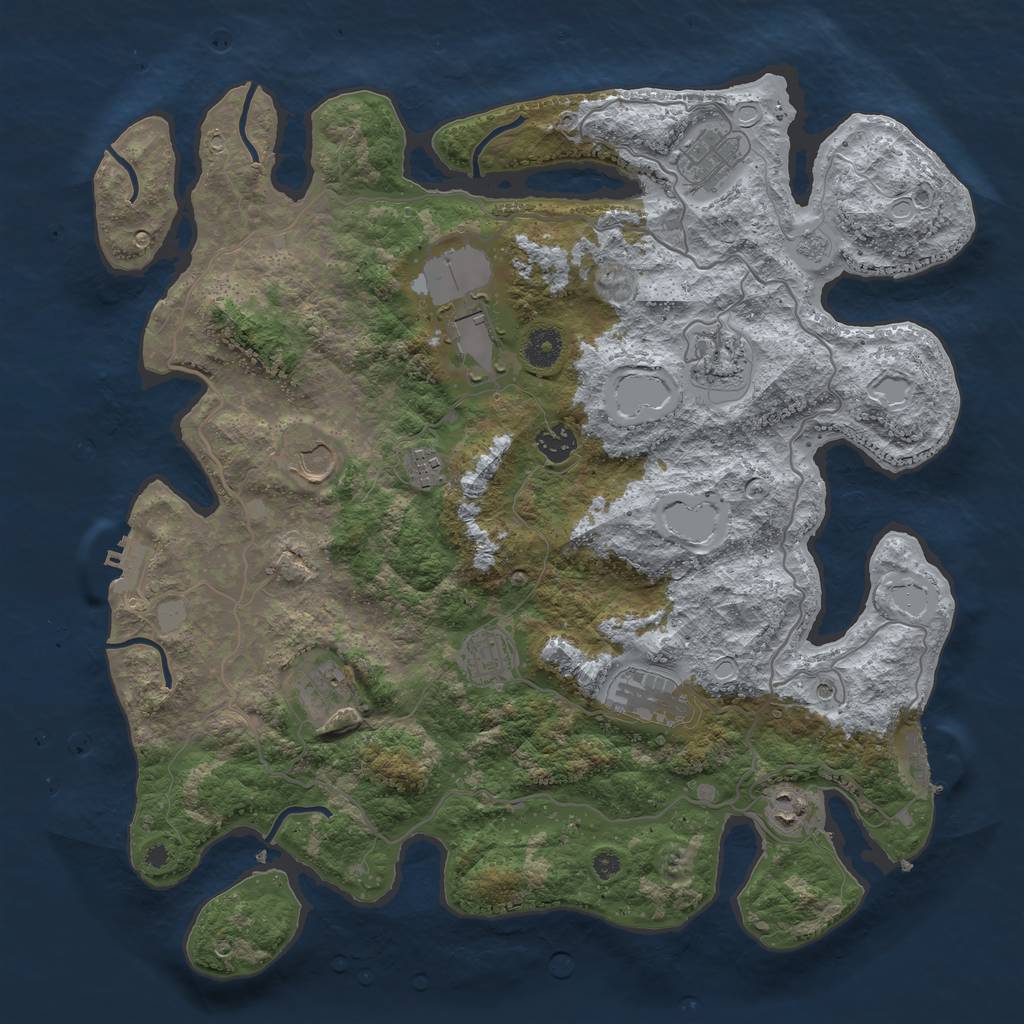 Rust Map: Procedural Map, Size: 4000, Seed: 1851801809, 19 Monuments