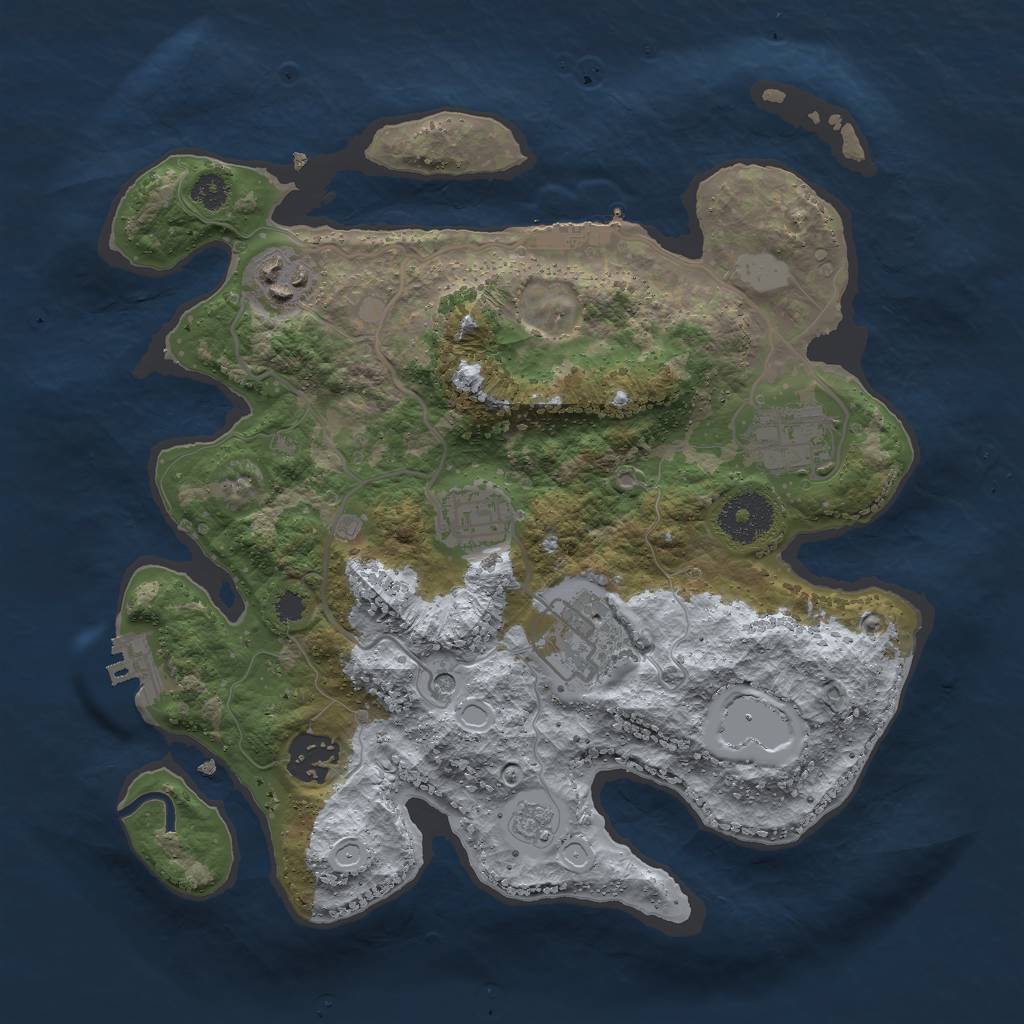 Rust Map: Procedural Map, Size: 3000, Seed: 1613394879, 14 Monuments