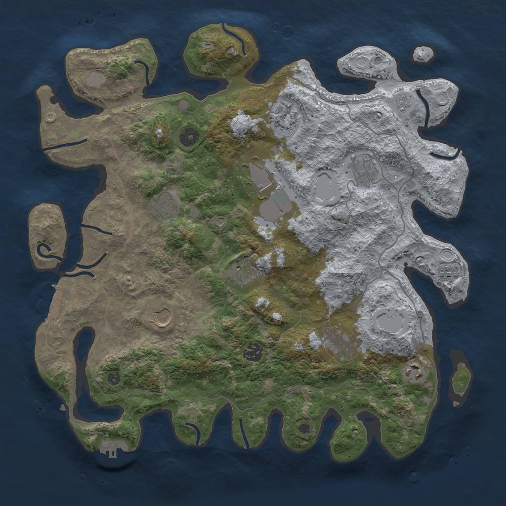 Rust Map: Procedural Map, Size: 4000, Seed: 960445281, 19 Monuments