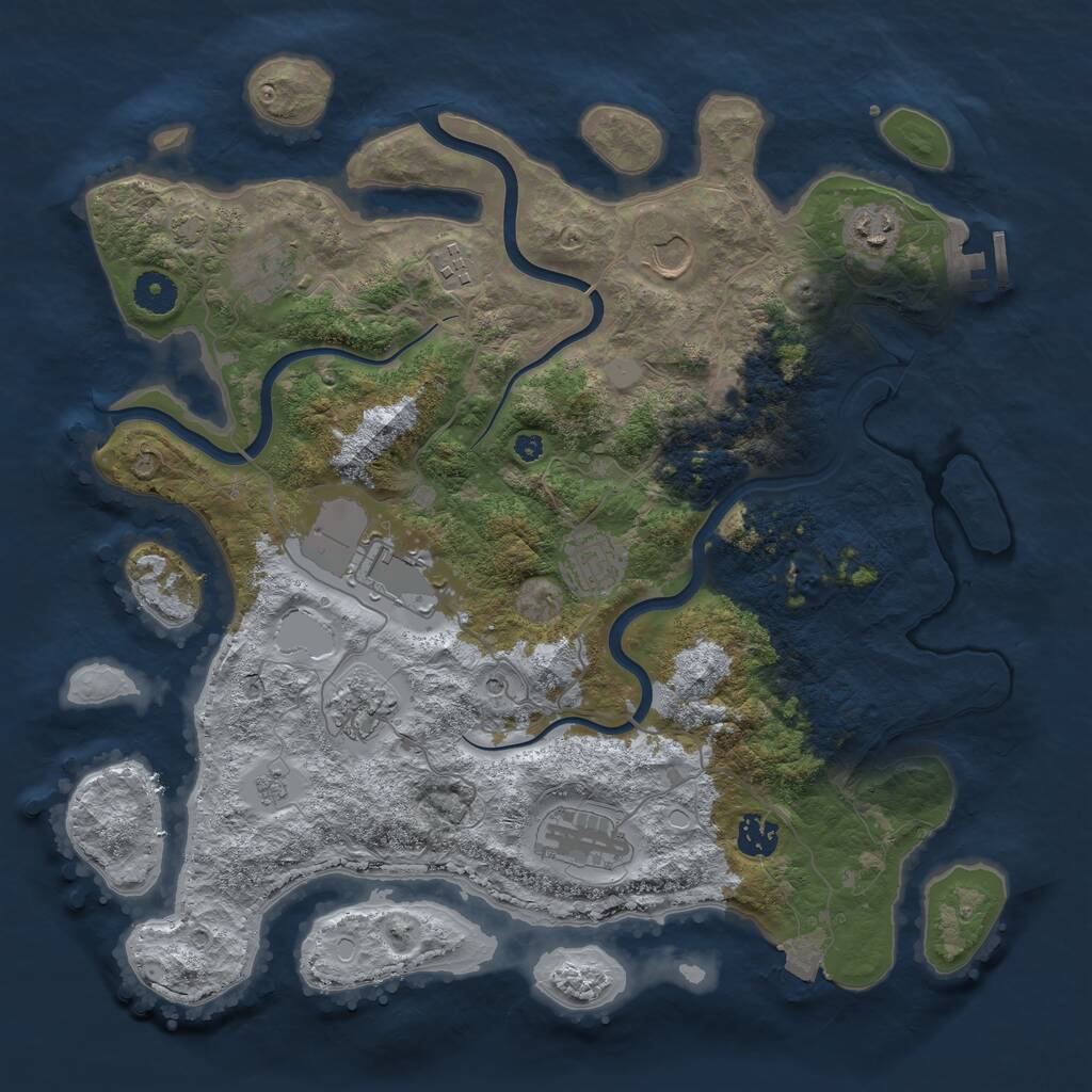 Rust Map: Procedural Map, Size: 3850, Seed: 1157090035, 14 Monuments