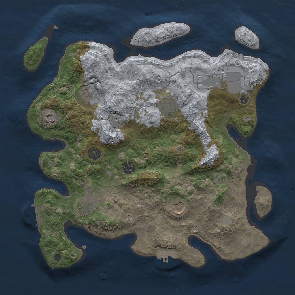 Rust Map: Procedural Map, Size: 3500, Seed: 525835500, 17 Monuments