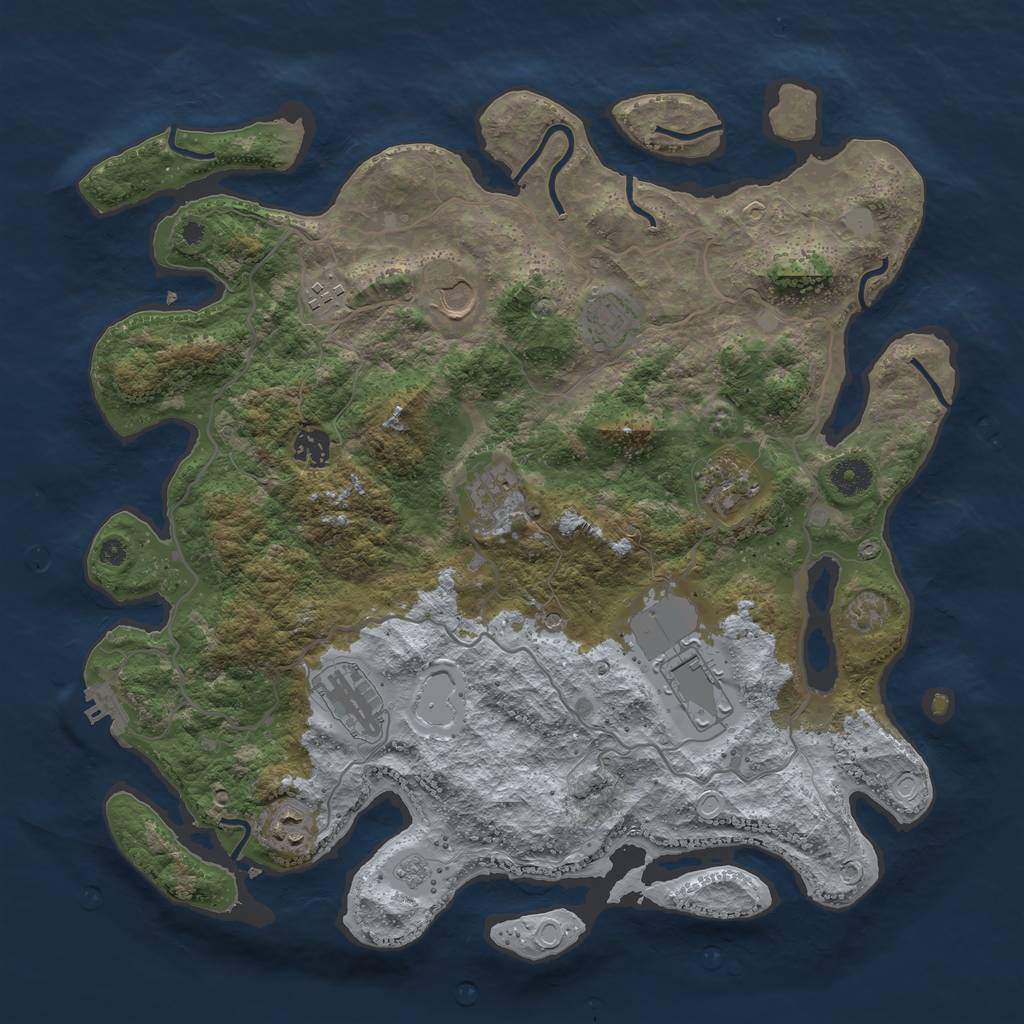 Rust Map: Procedural Map, Size: 4000, Seed: 51156, 17 Monuments