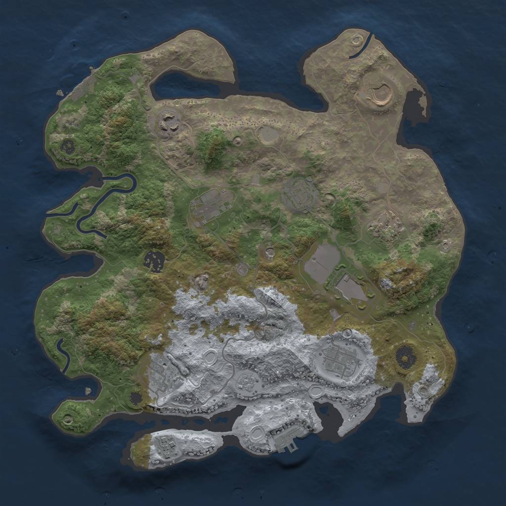 Rust Map: Procedural Map, Size: 3500, Seed: 1584147241, 19 Monuments