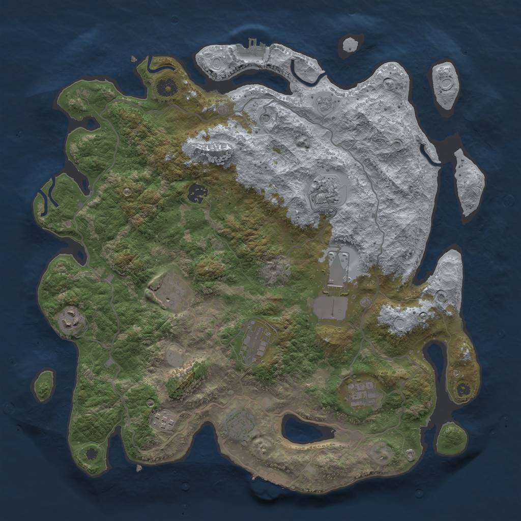 Rust Map: Procedural Map, Size: 4000, Seed: 992090466, 18 Monuments