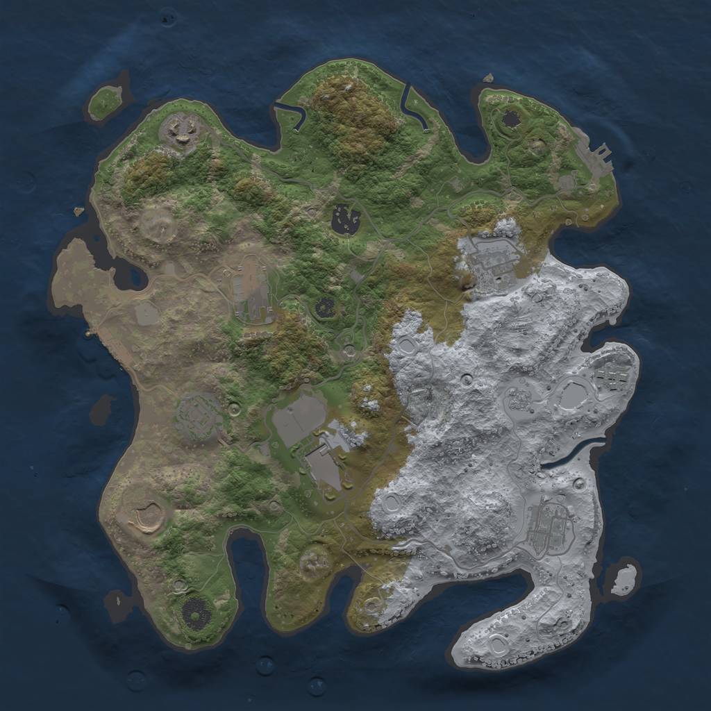 Rust Map: Procedural Map, Size: 3500, Seed: 93863089, 18 Monuments