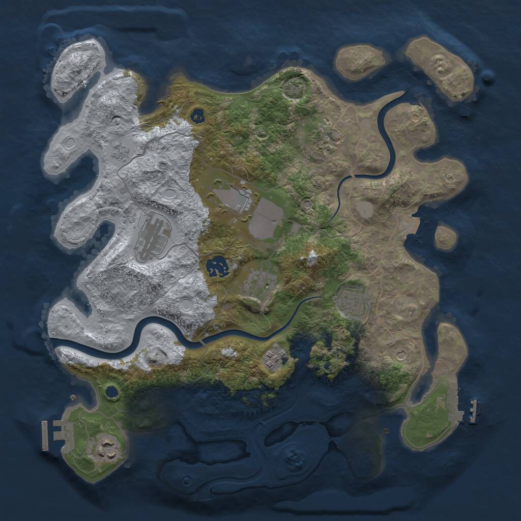 Rust Map: Procedural Map, Size: 3500, Seed: 6916693, 14 Monuments
