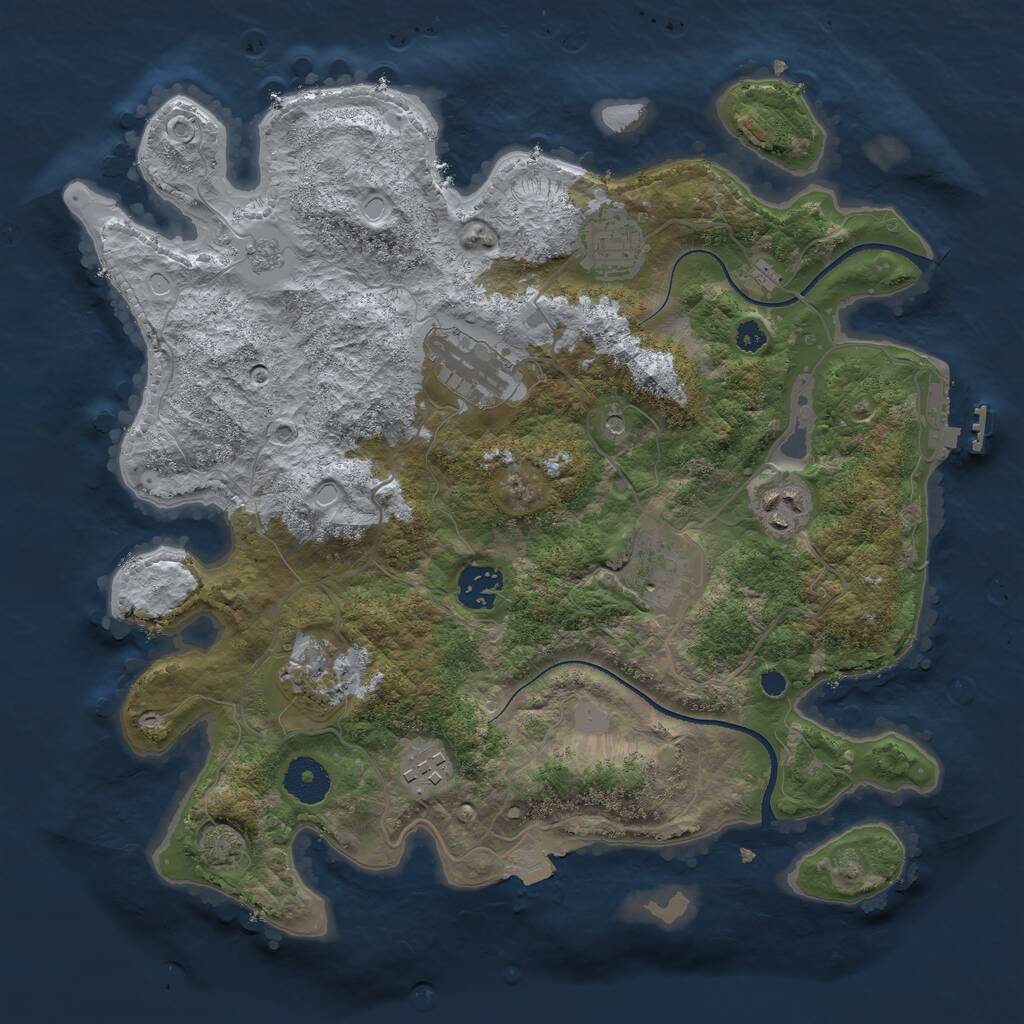 Rust Map: Procedural Map, Size: 3400, Seed: 1352452628, 12 Monuments