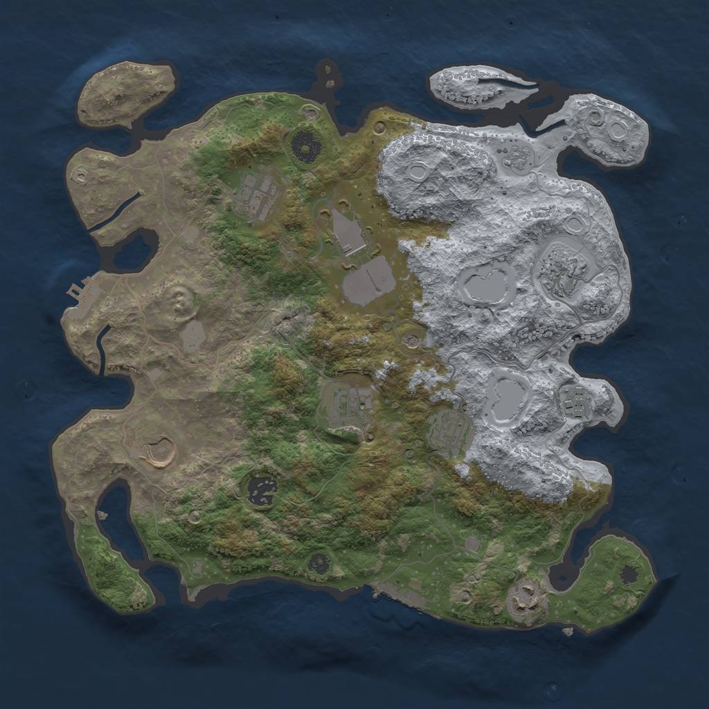 Rust Map: Procedural Map, Size: 3500, Seed: 2142347566, 18 Monuments