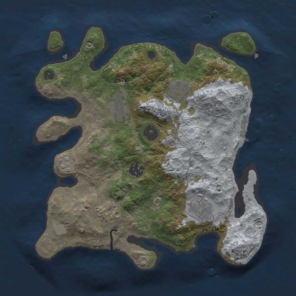 Rust Map: Procedural Map, Size: 3000, Seed: 394766785, 14 Monuments